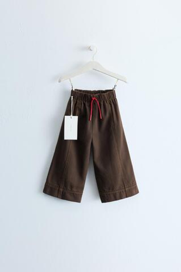 ZARA TIMELESS — БРЮКИ WIDE LEG ИЗ КАНВАСА С КОНТРАСТНОЙ СТРОЧКОЙ, КОРИЧНЕВЫЙ