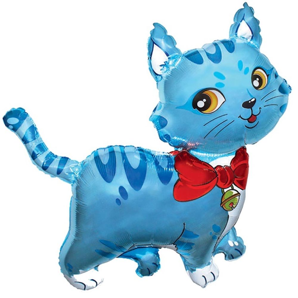 Шар Фигура Кошечка с шарфом голубая Шар Фигура Кошечка с шарфом голубая