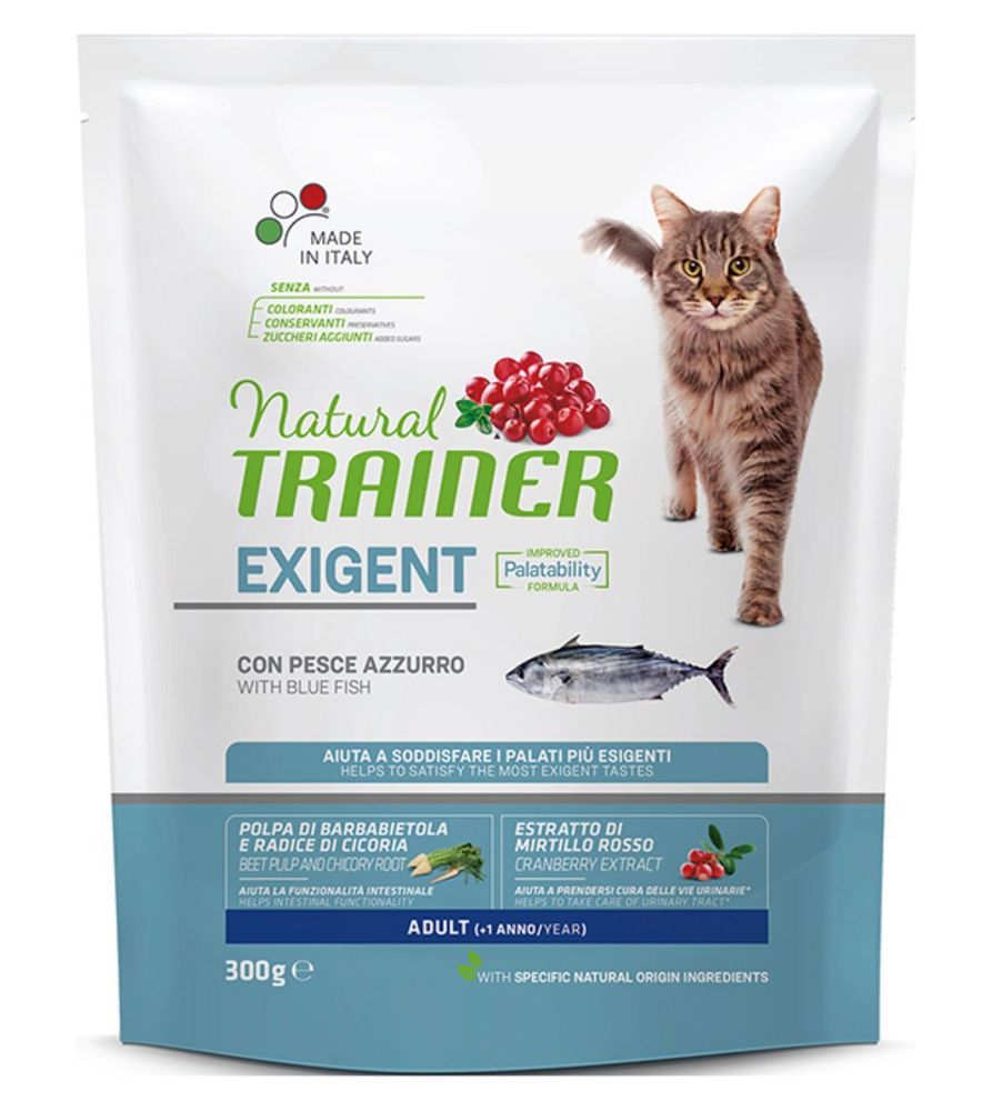 Сухой корм Trainer Natural CAT EXIGENT ADULT WITH BLUE FISH для привередливых кошек с океанической рыбой 300 г Сухой корм Trainer Natural CAT EXIGENT ADULT WITH BLUE FISH для привередливых кошек с океанической рыбой 300 г