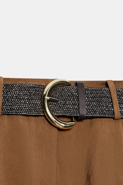 ZARA ШОРТЫ С ЗАЩИПАМИ И РЕМНЕМ, СВЕТЛО-КОРИЧНЕВЫЙ