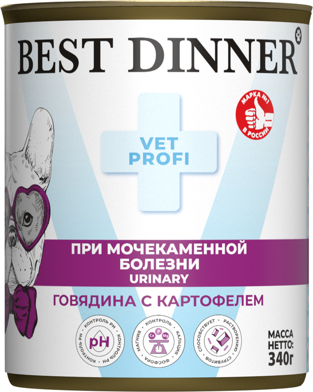 Консервы Бест Диннер Эксклюзив Vet Profi Urinary Уринари диета для взрослых собак говядина с картофелем 340 г