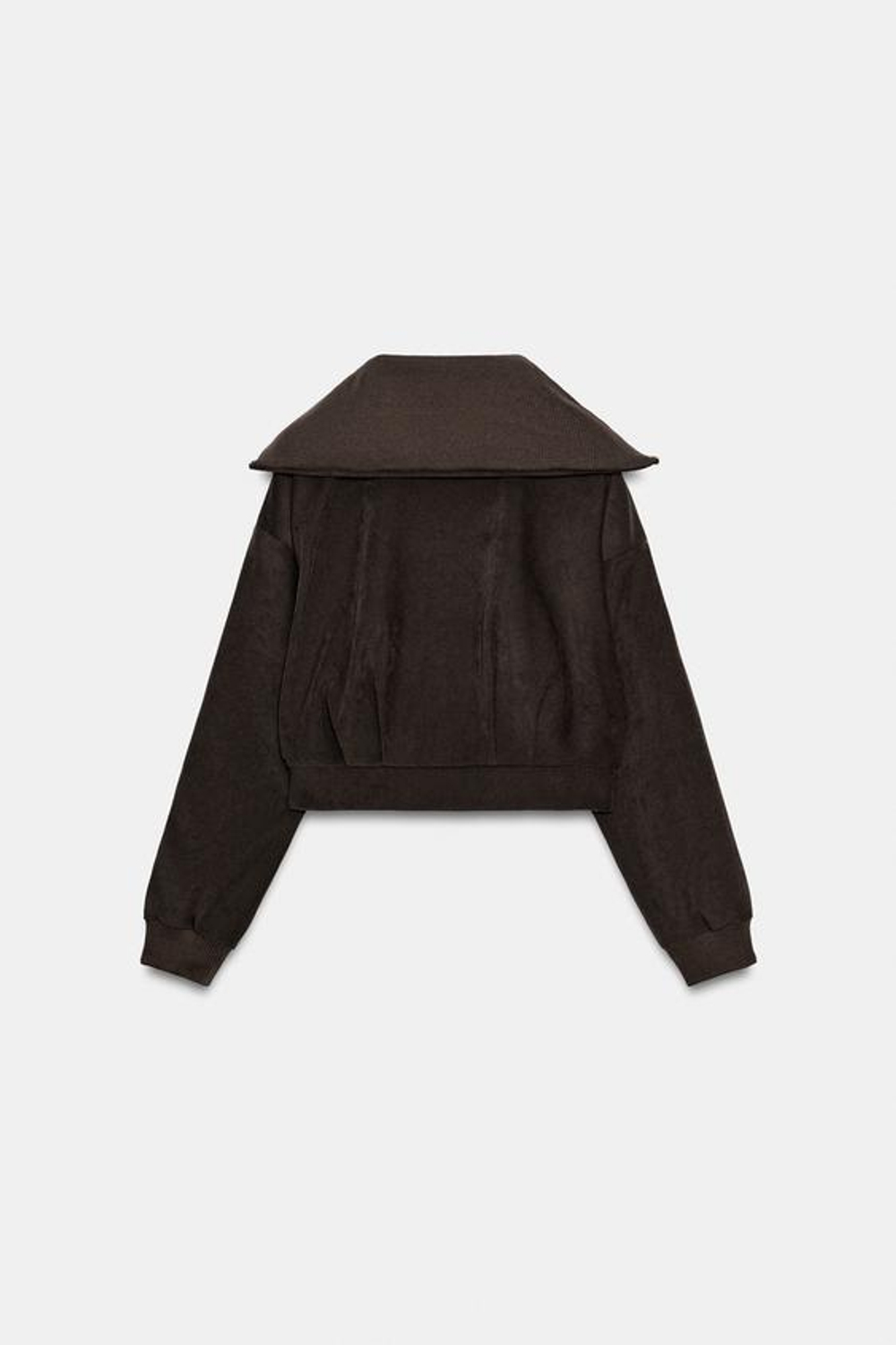 ZARA КОРОТКАЯ КУРТКА С ВОРОТНИКОМ В РУБЧИК, ТЕМНО-КОРИЧНЕВЫЙ