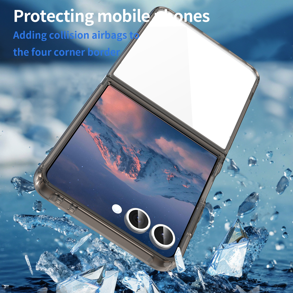 Чехол прозрачный для Samsung Galaxy Z Flip 7, мягкие усиленные боковые рамки серого цвета