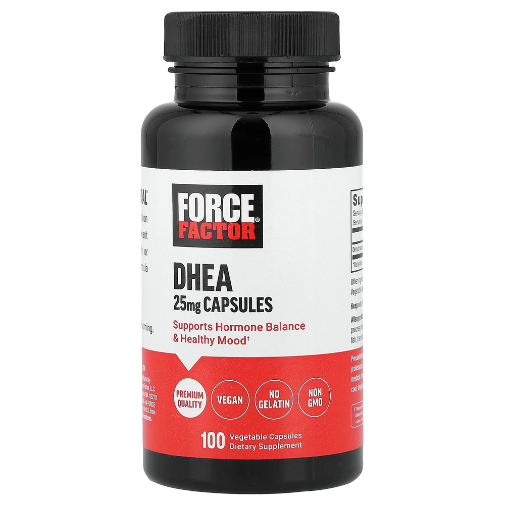 Force Factor, ДГЭА, 25 мг, 100 растительных капсул