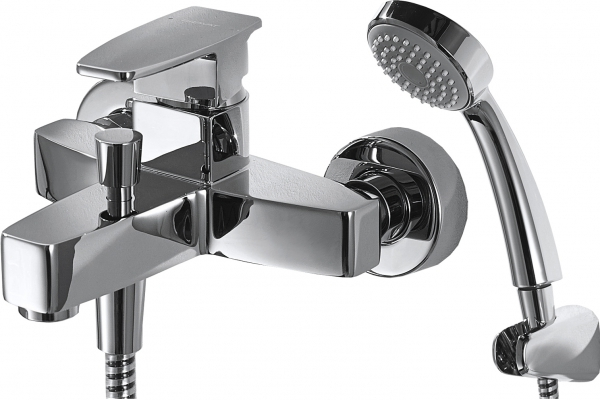 Смеситель для ванны с коротким изливом и душевой лейкой Bravat Riffle F672106C-B
