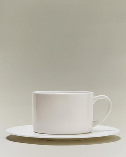 Zara Home чайная пара из костяного фарфора, цвет белый, 17 см