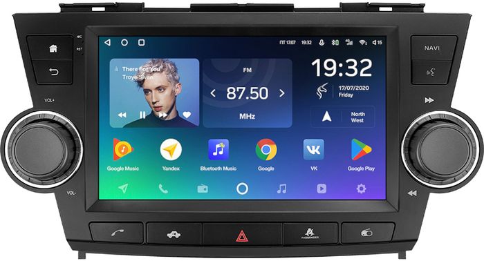 Магнитола для Toyota Highlander 2 XU40 2007-2013 (рамка с крутилками и кнопками) - Teyes CC2 PLUS монитор 9" QLED, Android 10, Быстрая, SIM-слот
