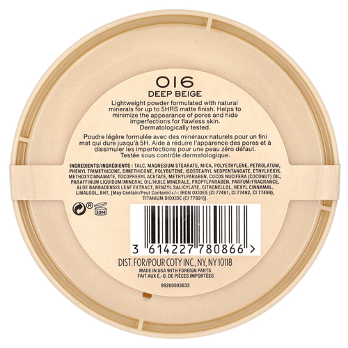 Rimmel London, Stay Matte, Lightweight-Mattifying Powder, 016 Deep Beige, 0.49 oz (14 g)