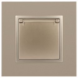 Розетка ЭРА Elegance 14-2103-04 с заземлением 2P+E Schuko со шторками с крышкой 16A-250В IP20 шампань | Эра Elegance
