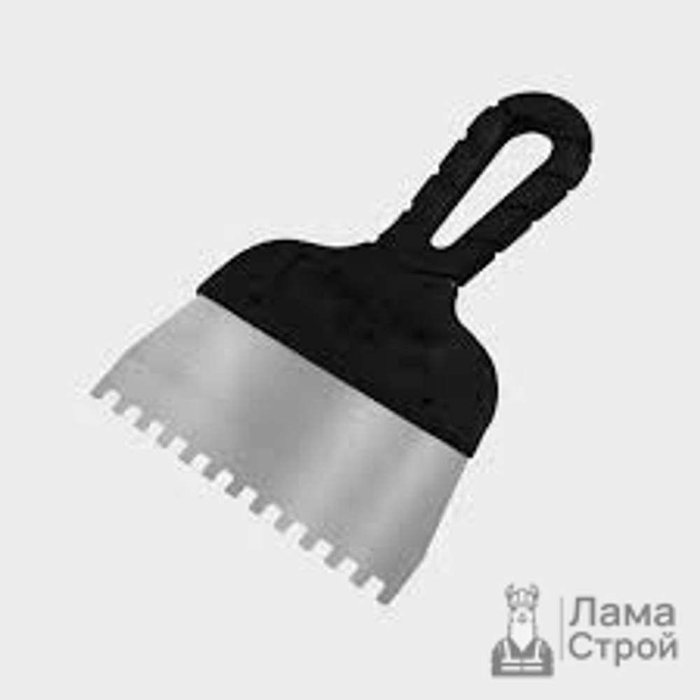 Шпатель с черной ручкой нерж.сталь 300 мм, зуб 6 × 6 мм