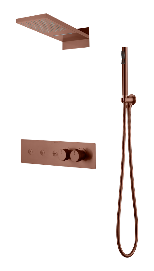 Встроенная душевая система FUSION с термостатом, трехпозиционная BRUSHED BRONZE