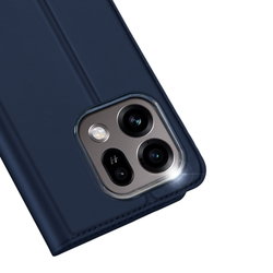Чехол книжка из кожи синего цвета для OPPO Find X9 и X9s, серия Skin Pro Series от Dux Ducis