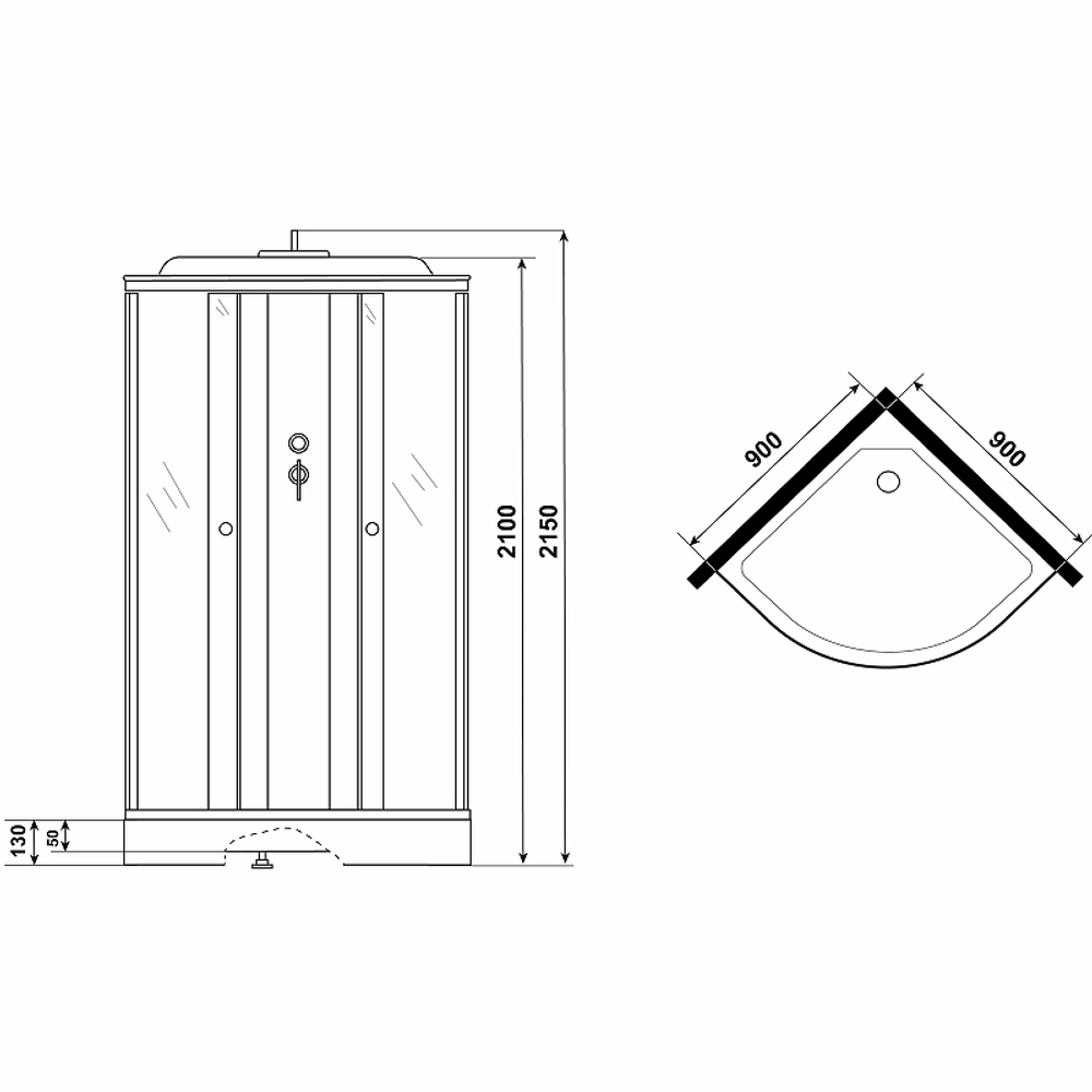 Душевая кабина Niagara Eco 90x90 E90/13/MT без гидромассажа