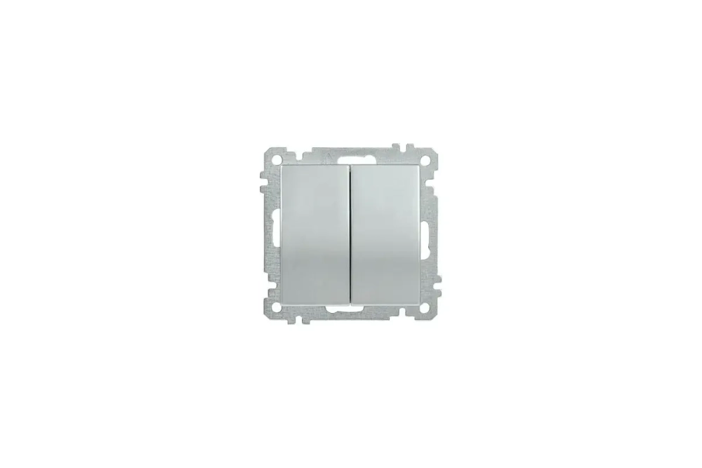 Выключатель IEK ВС10-2-0-Б 2 клавишный 10А BOLERO серебр. EVB20-K23-10
