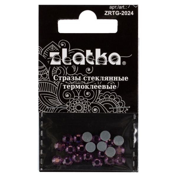 Стразы клеевые стекло 4.7 мм, 5х24 шт, SS20 №26 сиреневый (Amethyst), Zlatka ZRTG-2024