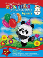 Бумага цветная А4 4л, 6цв "Панда" двусторонняя на скобе (Апплика)