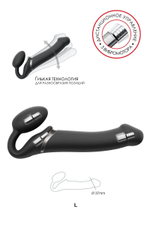 Черный безремневой вибрострапон Vibrating Bendable Strap-On - size L (Цвет: черный)