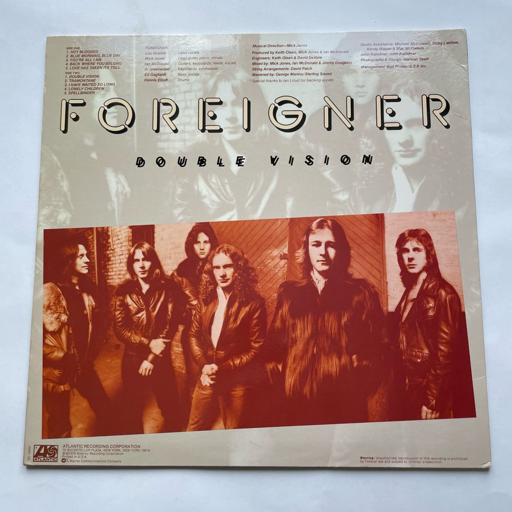 Винтажная виниловая пластинка LP Foreigner Double Vision (США 1978)