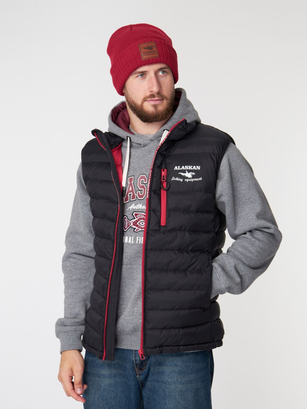 Жилет Alaskan Juneau Vest Black  M утепленный стеганый черный /красный