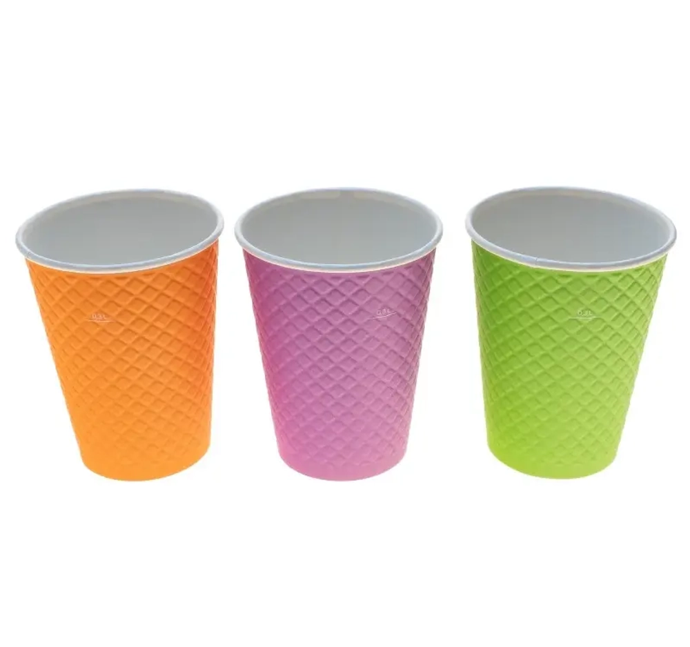 Стакан бумажный 2сл 300 (430) мл d=90мм с конгревом Waffle Colour ассорти