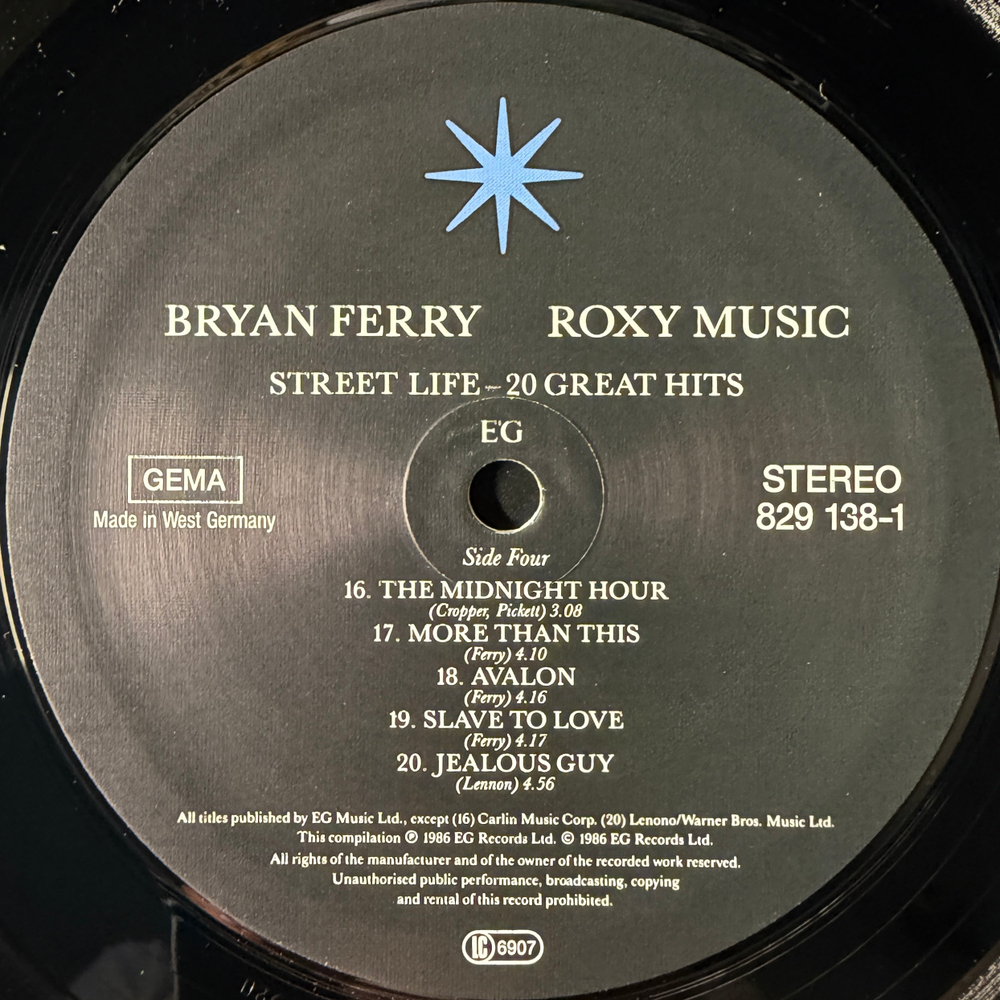 Bryan Ferry / Roxy Music ‎– Street Life - 20 Great Hits 2LP (Германия 1986г.)