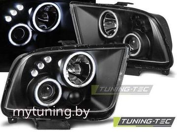 Передние фары angel eyes black для Ford Mustang V