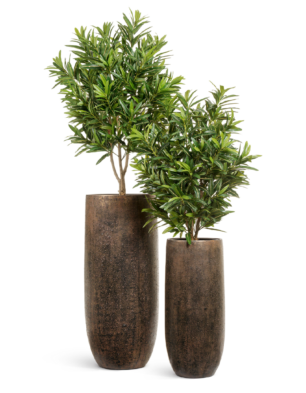 Кашпо TREEZ Effectory Metal Высокий округлый конус Rough с золотой патиной в-95, д-39 см 41.3317-04-014-RM-95