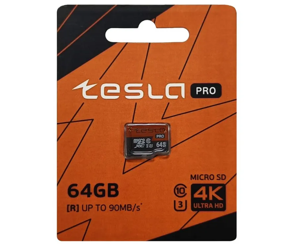 Карта памяти ТЕСЛА (TESLA) 64Гб microSDXC, C10/UHS-I U3 (TSLMSD64GU3)