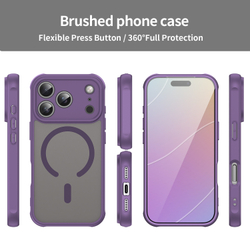 Полупрозрачный матовый чехол с MagSafe для iPhone 17 Pro, усиленные боковые рамки фиолетового цвета