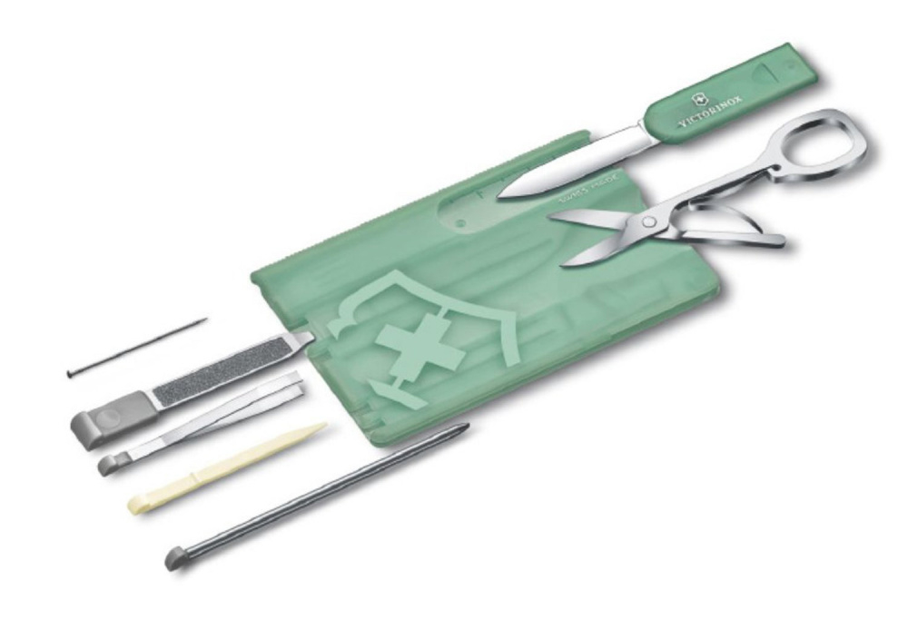 Швейцарская карта Victorinox SwissCard Classic Fresh Energy  (0.7145.T) бирюзовый полупрозрачный коробка подарочная