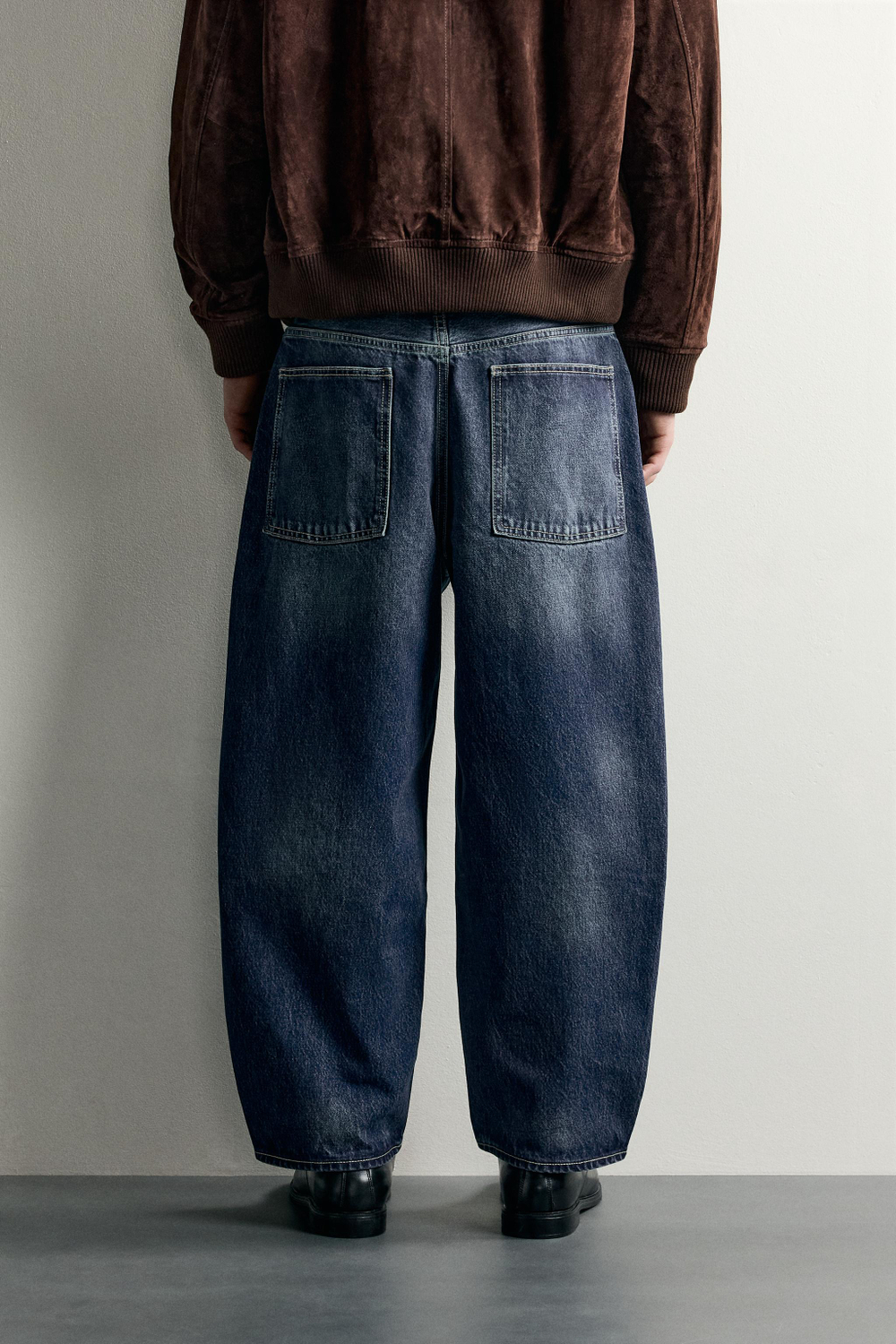 ДЖИНСЫ TAPERED WIDE FIT В ПОЛОСКУ — ZARA
