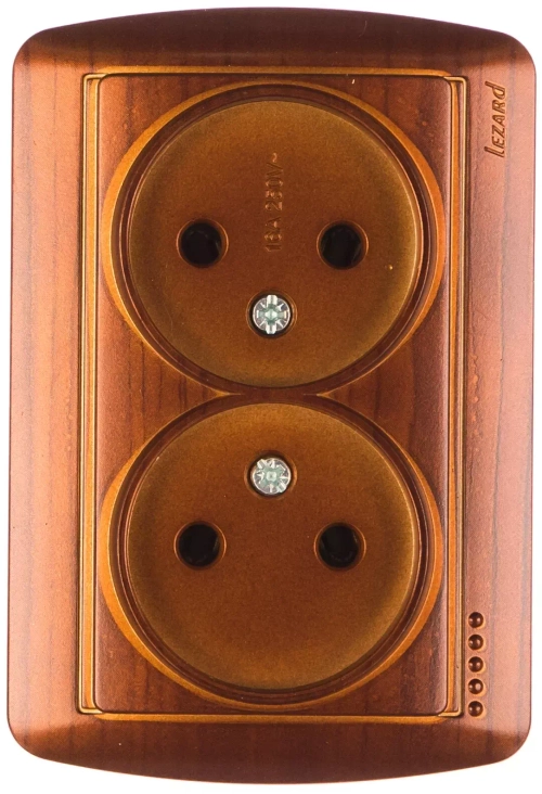 DEMET 711 0500 128 Розетка двойная б/з закр. корпус махагон