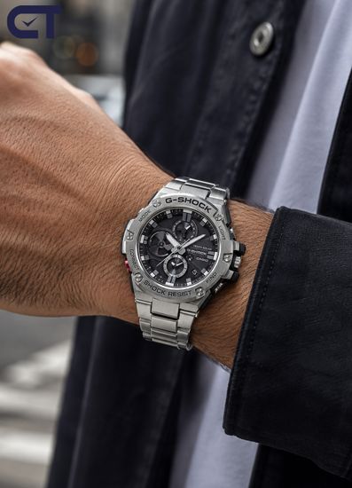 CASIO GST-B100D-1ADR G-SHOCK мужские наручные часы — массивная G-STEEL с Tough Solar, Bluetooth и стальным браслетом