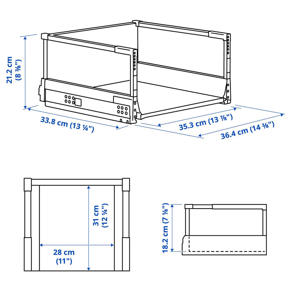 IKEA MAXIMERA  (ИКЕА МАКСИМЕРА)  -  Ящик высокий - белый 40x37 см
