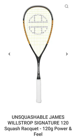 UNSQUASHABLE, JAMES WILLSTROP SIGNATURE, 120g, Power & Feel, Squash racket