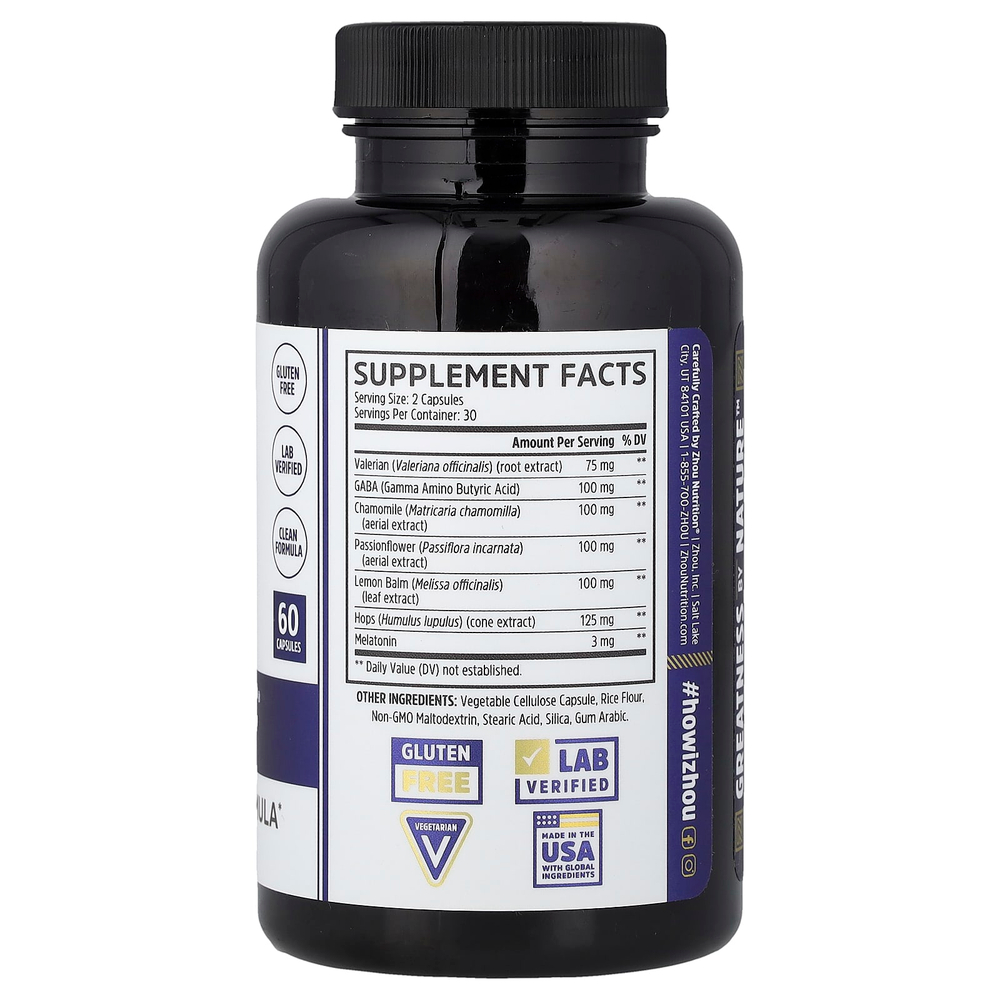 Zhou Nutrition, Driftoff®, успокаивающее средство для сна, 60 капсул