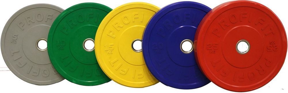 Диск для штанги каучуковый, цветной D51 мм PROFI-FIT 15 кг