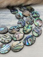 Бусина перламутр Blue Abalone Shell 20 х 15 мм, нить 19 см