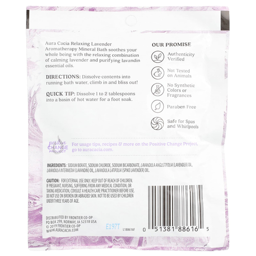 Aura Cacia, Aromatherapy Mineral Bath, расслабляющая лаванда, 70,9 г (2,5 унций)
