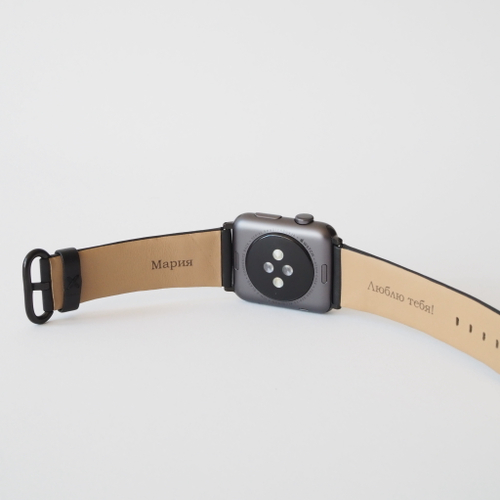 Ремешок для Apple Watch Ultra 49mm из кожи Saffiano черного цвета с оранжевой строчкой