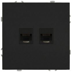 Розетка ЭРА Galaxy 15-3108-05 информационная двойная 2XRJ45 IP20 антрацит | Эра Galaxy