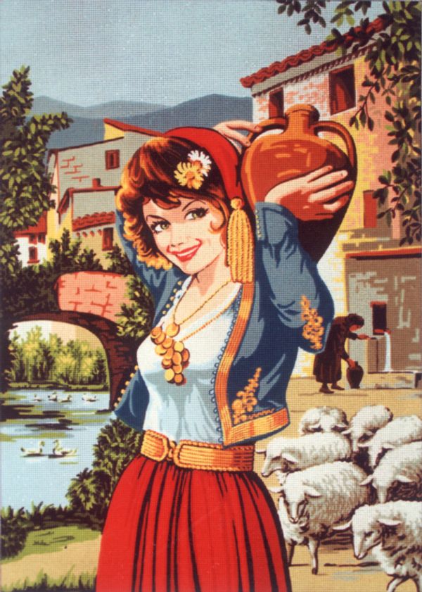 Рисунок для вышивания Soulos (канва жесткая), Девушка с кувшином, 60х80 см
