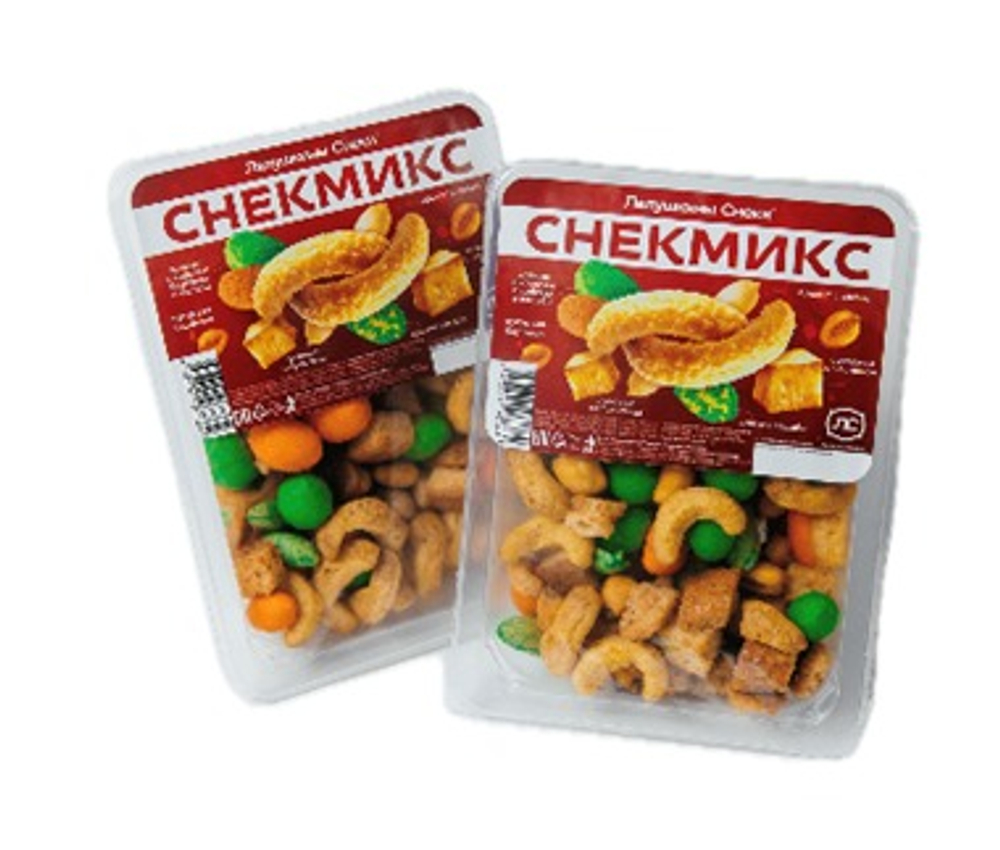 Снекмикс 90гр*32шт ( арах.соль,сух.чесн,арах. вас,луков. полукол.,кукур.барб, арах. в кор.бар. и вас