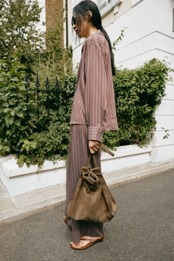ZARA РУБАШКА В ПОЛОСКУ, КОРИЧНЕВЫЙ/ЭКРЮ