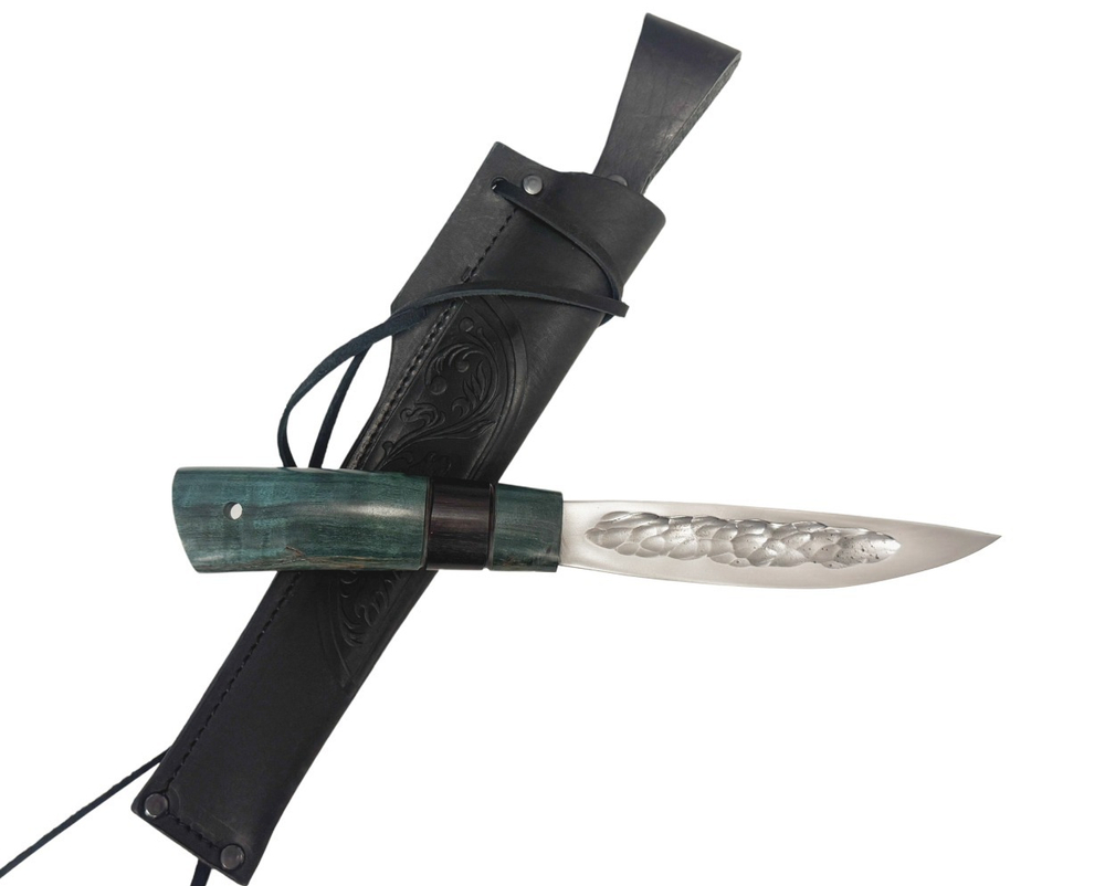 Нож Север, Bohler N690, рукоять стаб.карельская береза, изумрудный цвет