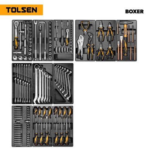 TOLSEN (TT85415-157) Набор инструментов "BOXER" для тележки, 12 ложементов, 157 предметов