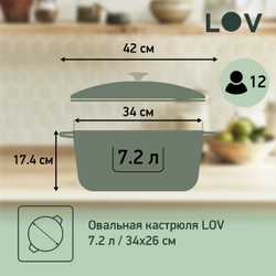 Овальная кастрюля с крышкой Tefal LOV 34х26 см E2580604
