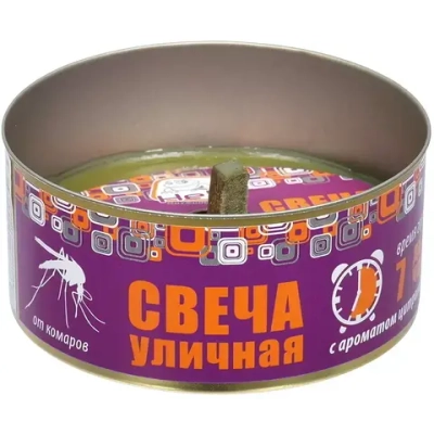 Свеча уличная от комаров в жестяной банке, цитронелла «HELP»