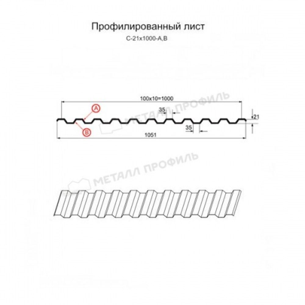 Профнастил С-21x1000-B (ПЭ-01-5005-0,65)