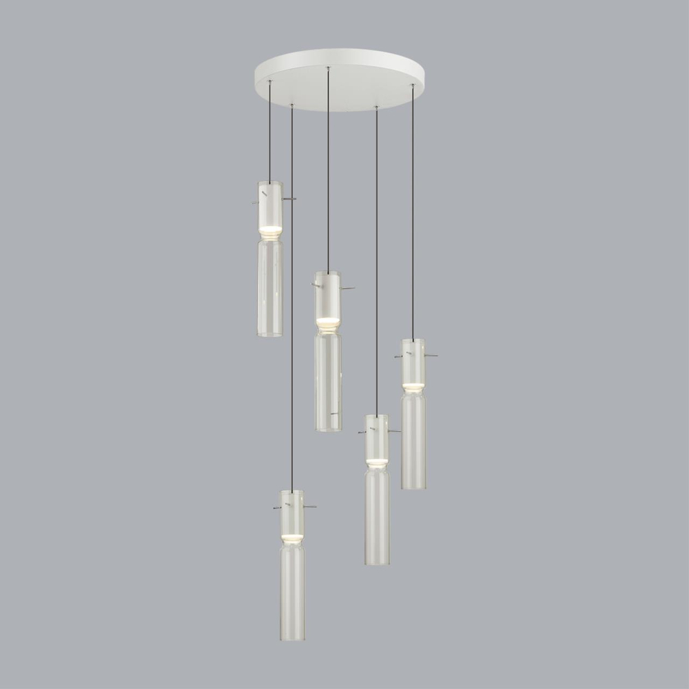 5058/25LB PENDANT ODL24 385 белый/прозрачный/металл/стекло Люстра каскадная LED 5*5W 3000K SCROW